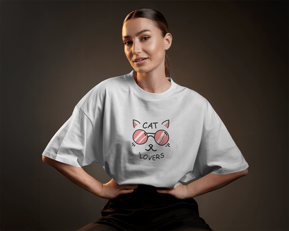 Cool Cat Lovers Oversized Tee - The Baggy Vibe