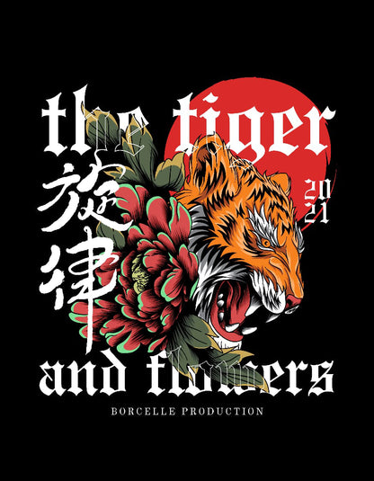 Tiger & Flowers Oversized T-Shirt – Bold & Fierce - The Baggy Vibe