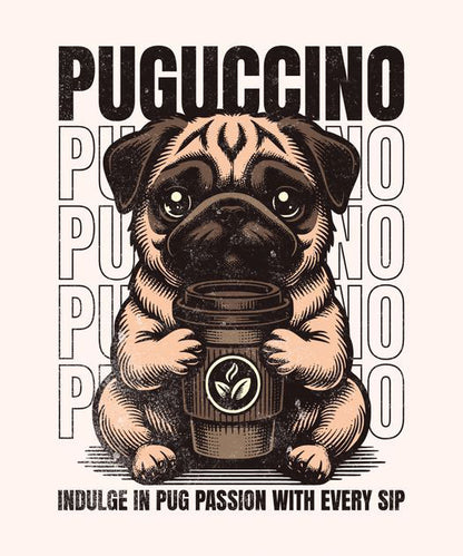 Puguccino T-Shirt – Brewed for Dog & Coffee Lovers ☕🐶 - The Baggy Vibe