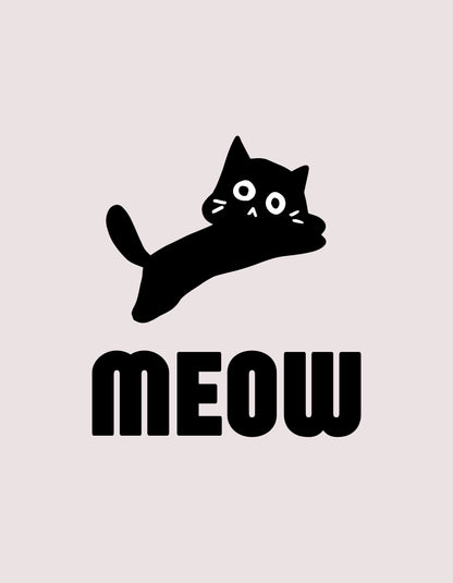 "Meow" Cat Graphic T-Shirt – Unisex Streetwear Tee - The Baggy Vibe