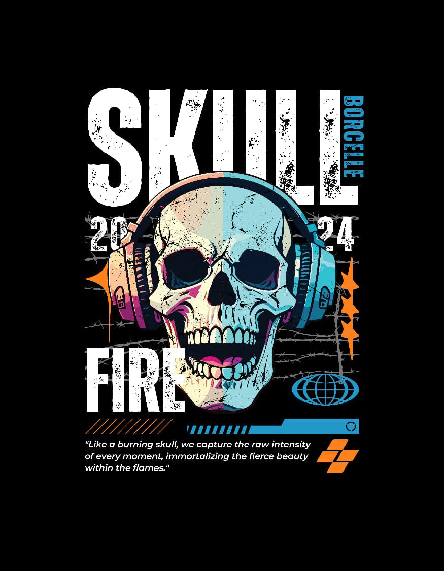 Skull Fire Graphic Tee - The Baggy Vibe