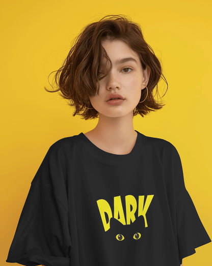 Dark Cat Eyes Oversized Tee - The Baggy Vibe