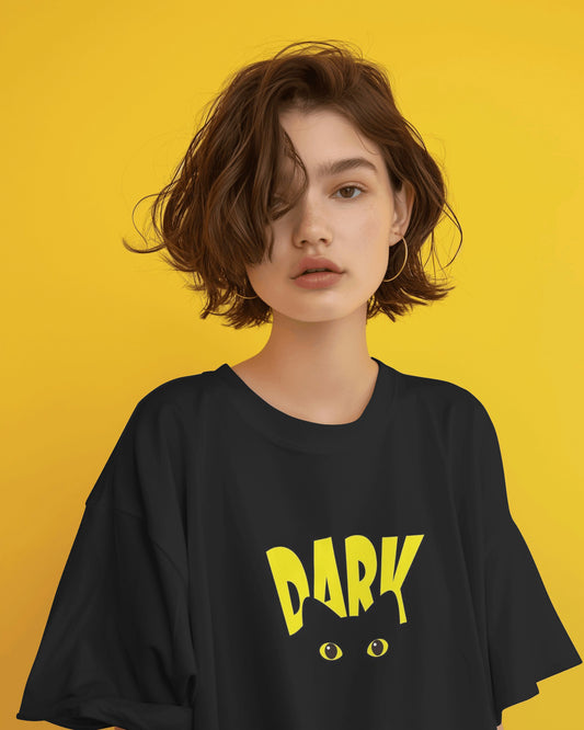 Dark Cat Eyes Oversized Tee - The Baggy Vibe