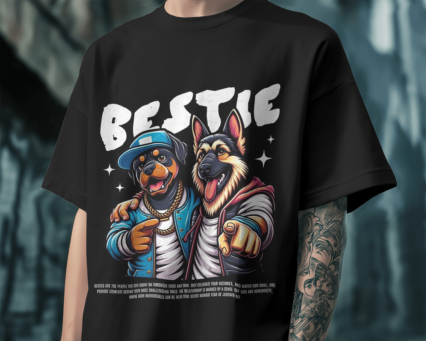 Bestie Dogs Oversized Tee - The Baggy Vibe