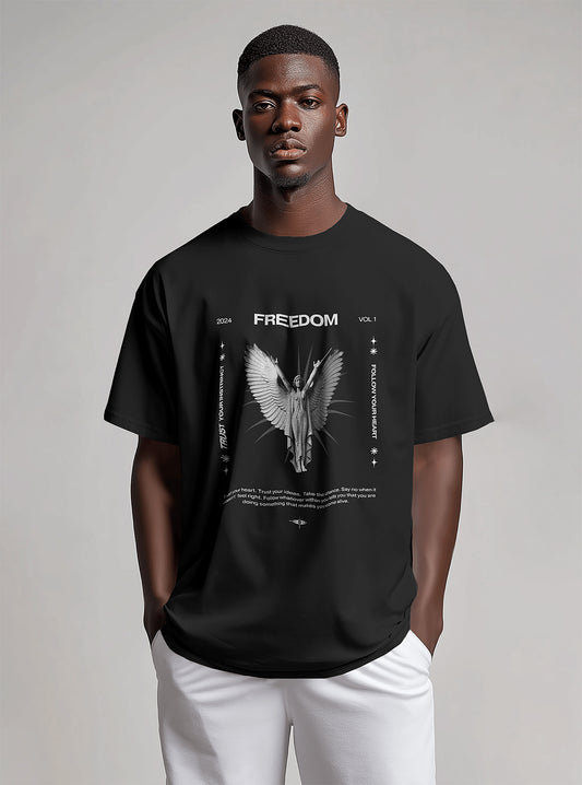 "FREEDOM" Angel Wings T-Shirt - The Baggy Vibe