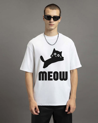 "Meow" Cat Graphic T-Shirt – Unisex Streetwear Tee - The Baggy Vibe