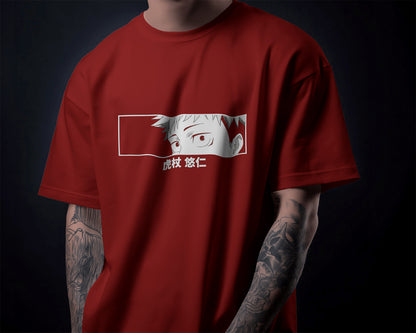 Red Anime Eyes Graphic Tee - The Baggy Vibe