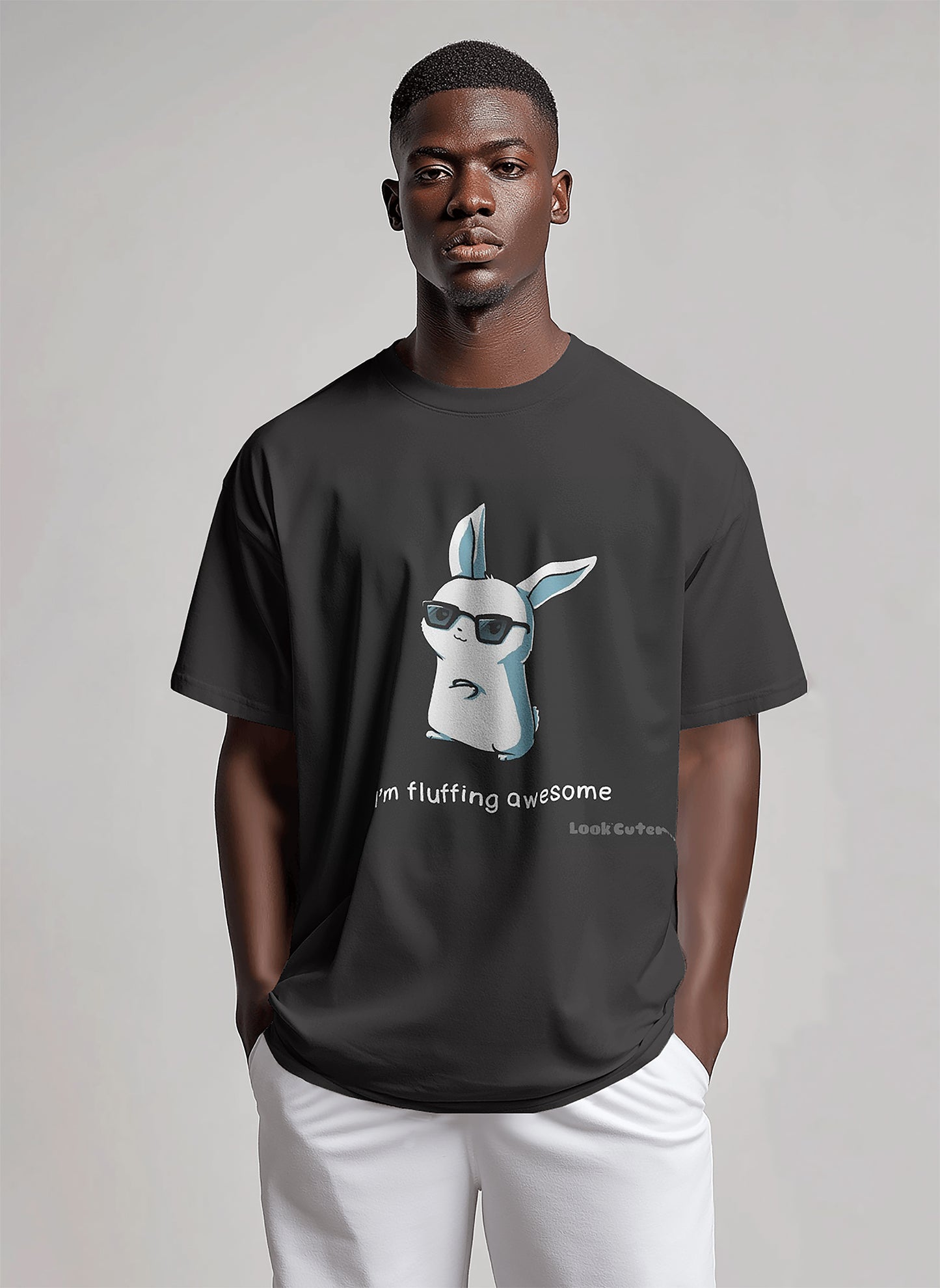 Fluffing Awesome Bunny Oversized Tee - The Baggy Vibe