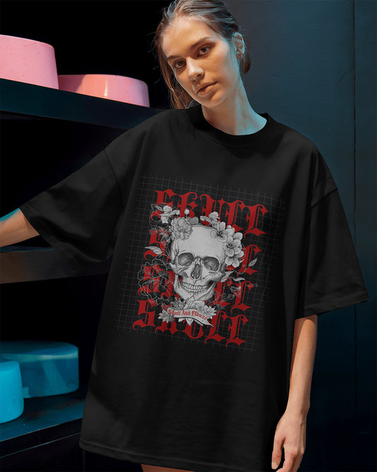 Skull & Bloom Oversized Tee - The Baggy Vibe