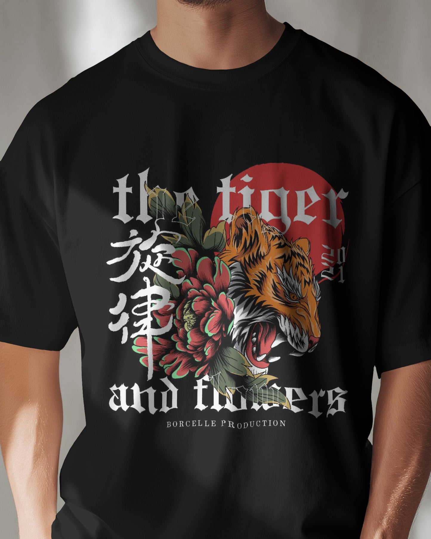 Tiger & Flowers Oversized T-Shirt – Bold & Fierce - The Baggy Vibe