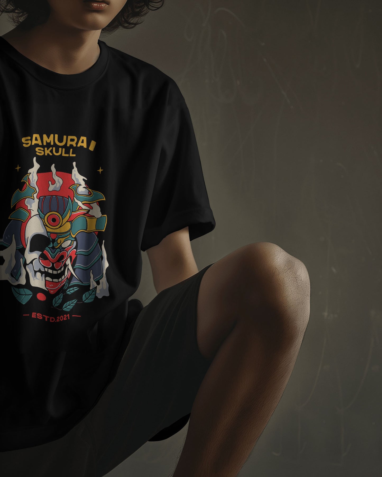 Samurai Skull Graphic Tee - The Baggy Vibe