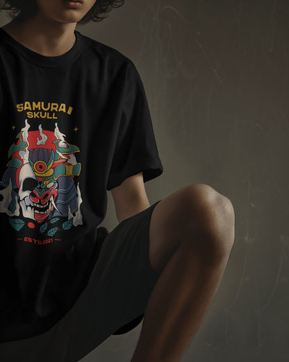 Samurai Skull Graphic Tee - The Baggy Vibe