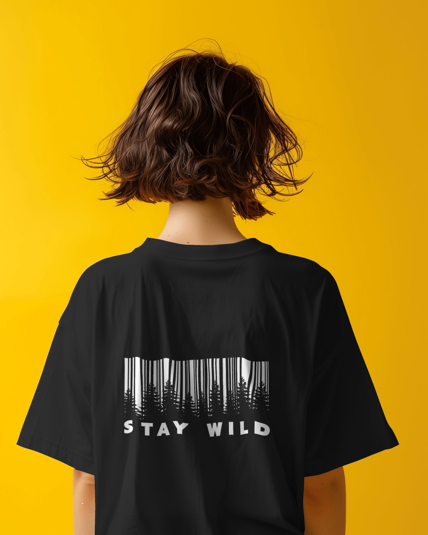 Stay Wild Barcode Forest Tee - The Baggy Vibe