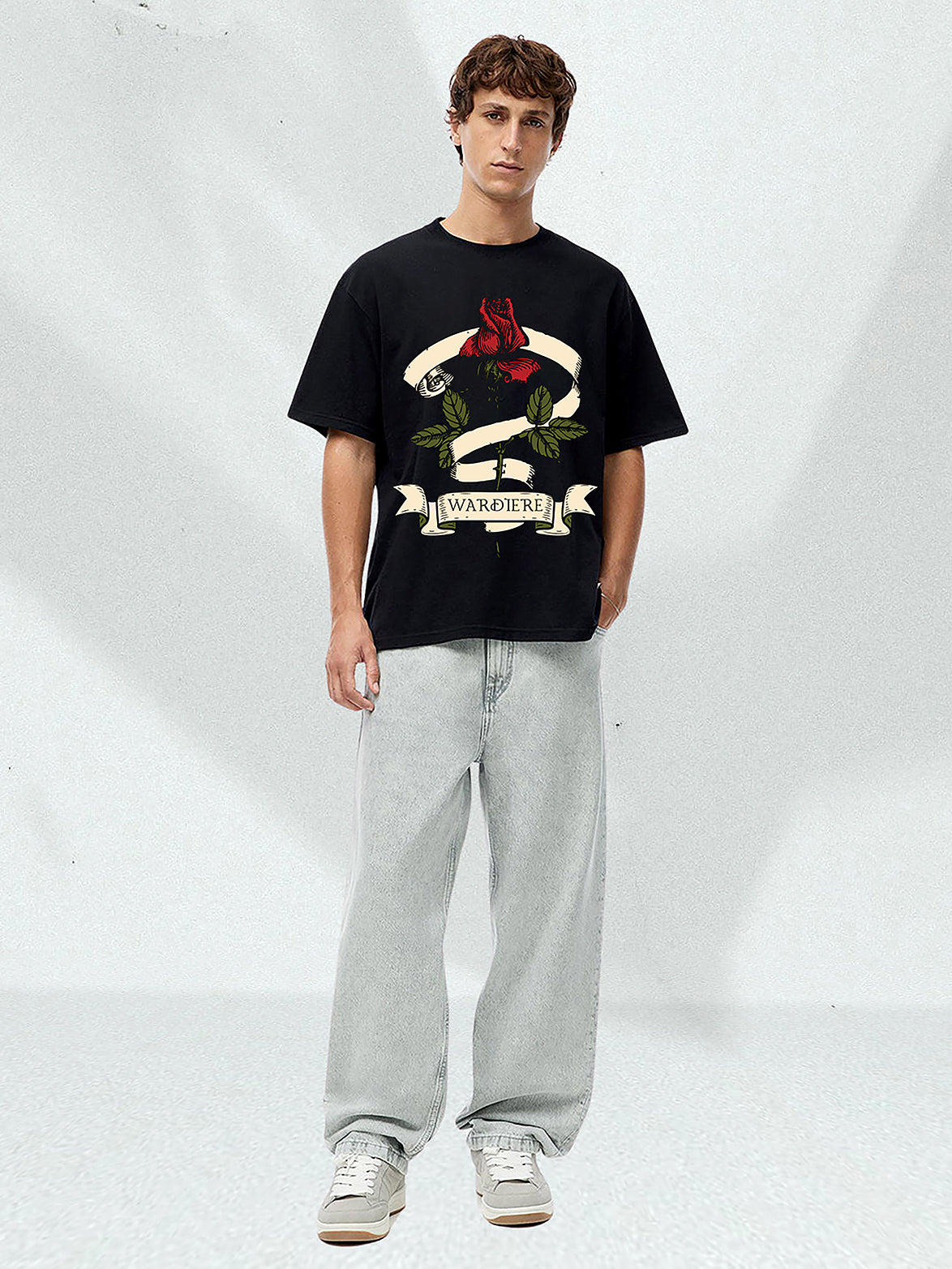 Wardière Rose Oversized Graphic T-Shirt - The Baggy Vibe