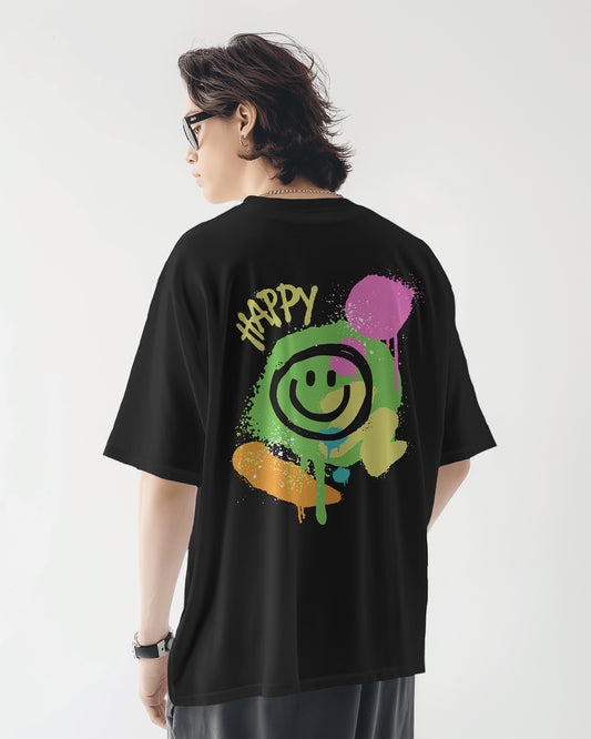 Graffiti Happy Smiley T-Shirt – Urban Streetwear Vibes 🎨😃 - The Baggy Vibe